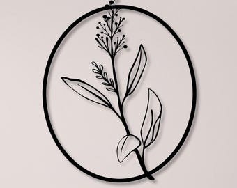 Oval Floral Metal Wall Art: Custom Indoor Outdoor Decor