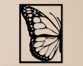 Half Butterfly Metal Wall Art, Modern Minimalist Butterfly Silhouette, Outdoor Garden Wall Decor, Metal Wall Sculpture, Nature Inspired Gift