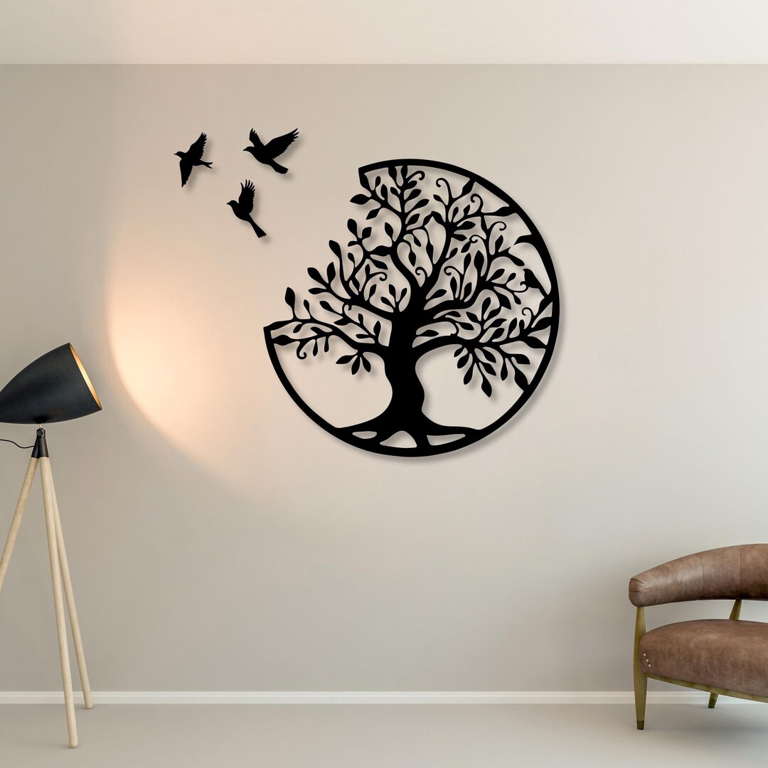 Metal Tree of Life Wall Art, Round Tree Sign, Tree of Life Metal Decor ...