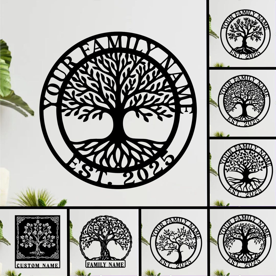 Personalized Family Tree Metal Wall Art: Custom Name Sign Decor - Etsy