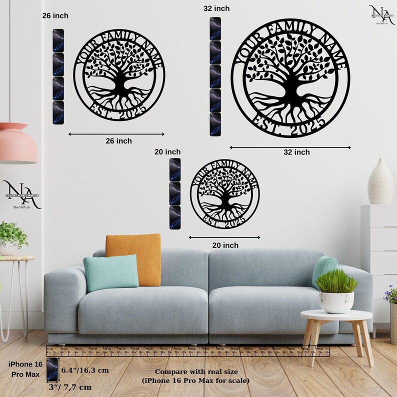 Personalized Metal Family Tree Sign, Custom Tree of Life Wall Art ...