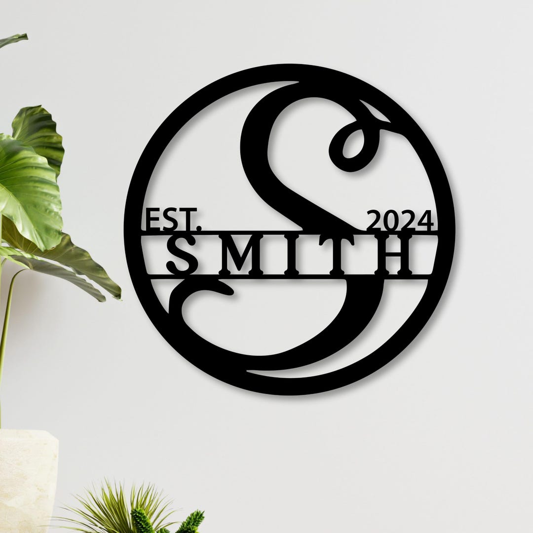 Custom Last Name Metal Sign : Personalized Family Wall Art, Modern ...