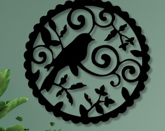 Metal Birds on Branch Wall Art: Custom Home & Garden Decor