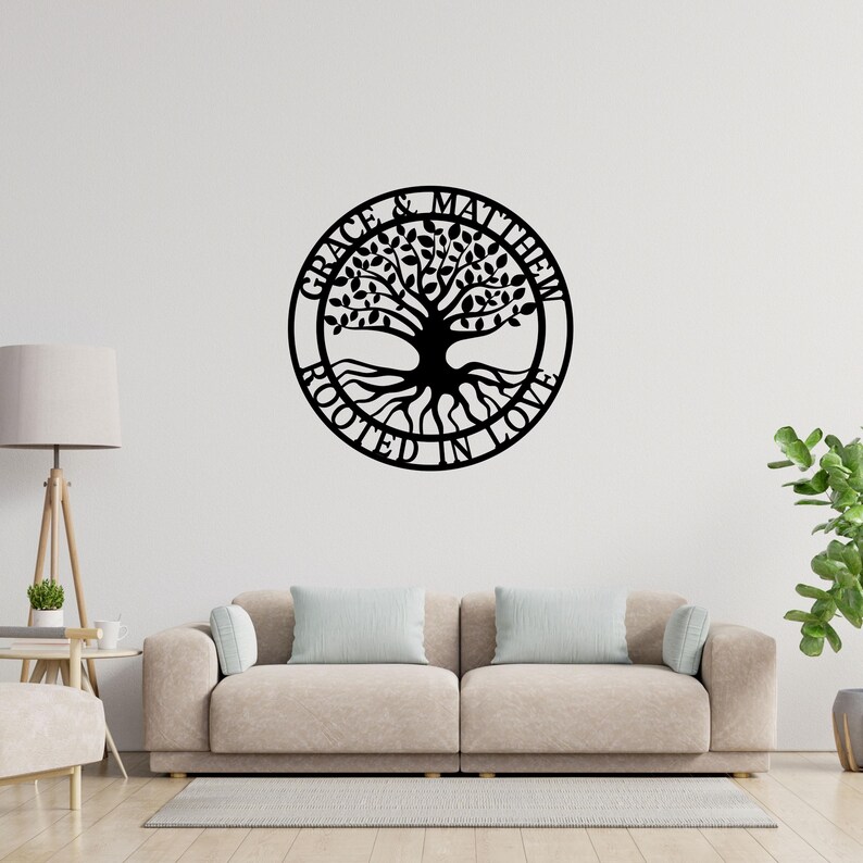 Personalized Metal Family Tree Sign, Custom Tree of Life Wall Art ...