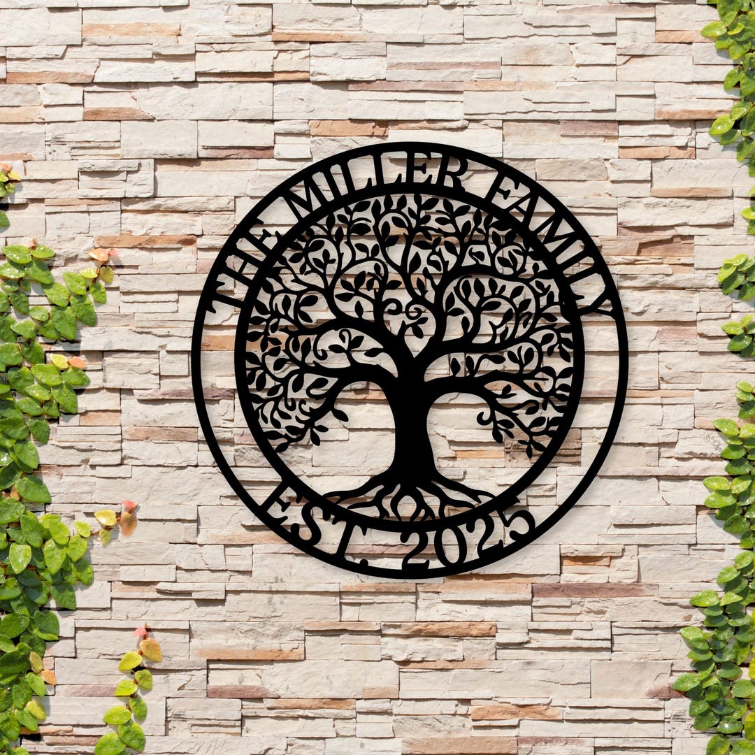 Custom Tree of Life Metal Wall Art, Personalized Family Name Sign ...