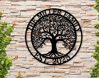 Custom Tree of Life Metal Wall Art, Personalized Family Name Sign, Decorative Home Gift