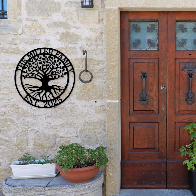Personalized Metal Family Tree Sign, Custom Tree of Life Wall Art ...