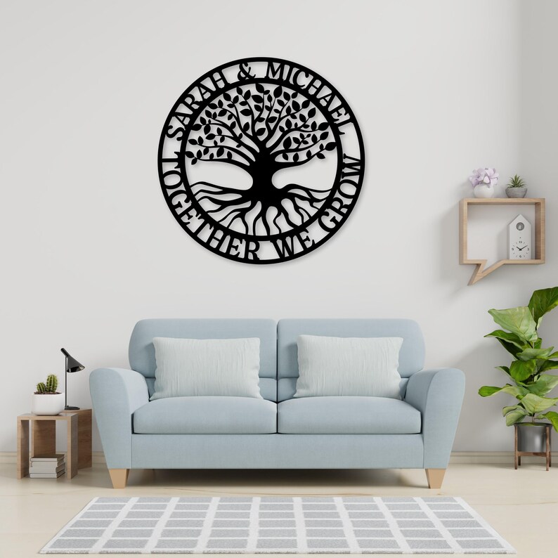 Personalized Metal Family Tree Sign, Custom Tree of Life Wall Art ...