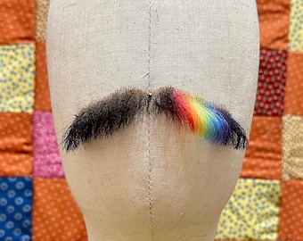 Black Rainbow Prism Hand-Tied Realistic Mustache