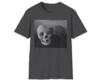 2SkullsArt Logo T-shirt Gothic Skull Graphic Tee, Unisex Softstyle T-Shirt for Halloween, Grunge Fashion, Gothic Clothing, Everyday Wear