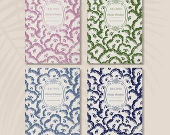 Journal de recettes floral personnalisé, livre de recettes patrimoniales personnalisé, papeterie de cuisine grand-millénaire