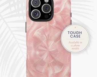 Pink Art Deco Phone Case, Blush Pattern Tough Case | printed & shipped in US