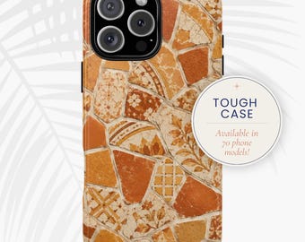 Étui de téléphone en carreaux de mosaïque Gaudi en terre cuite : protection robuste en céramique méditerranéenne