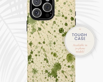 Étui résistant aux éclaboussures vert sauge pour iPhone, Samsung, Pixel - Art abstrait à l'encre