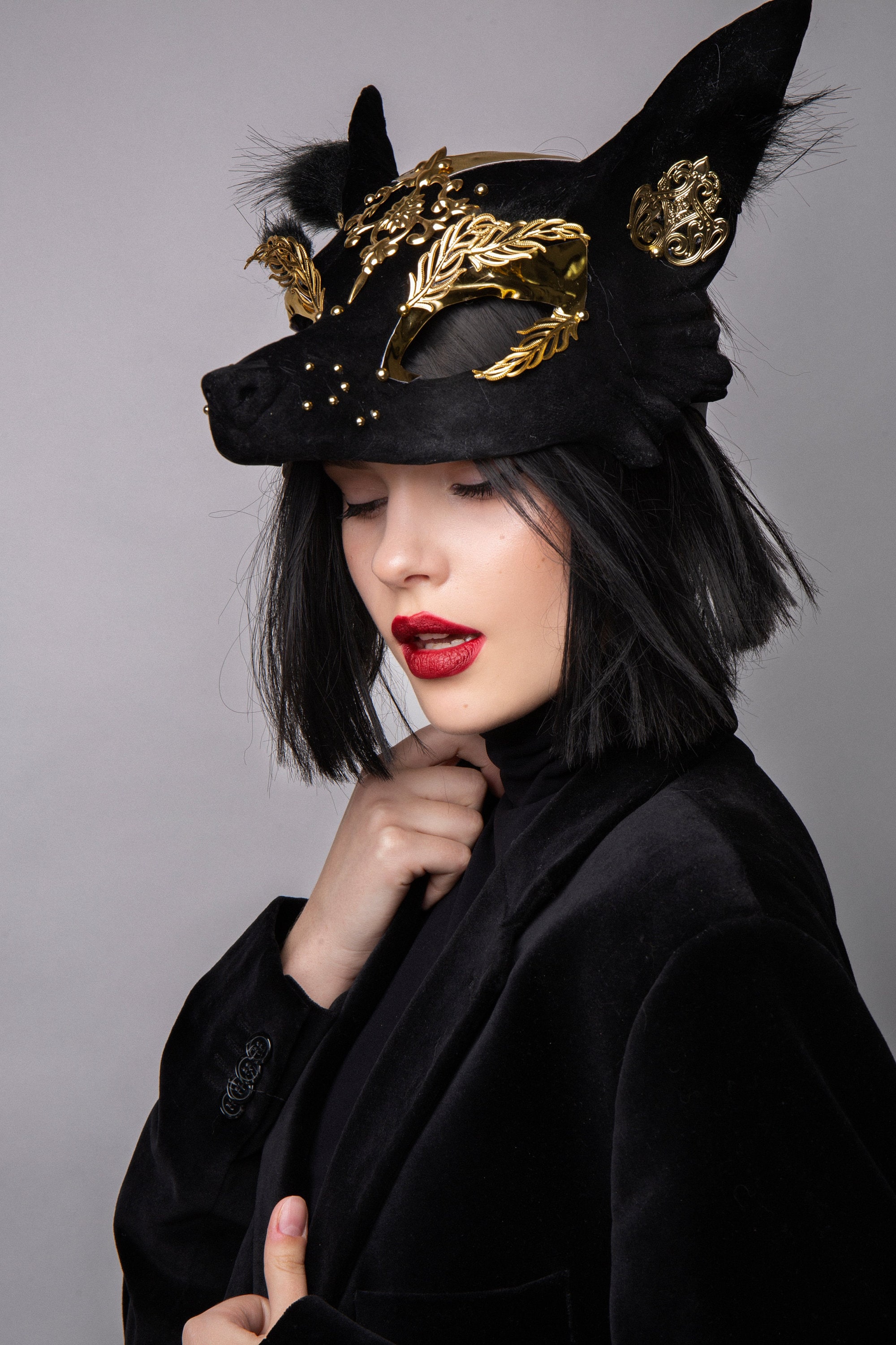 Wolf Mask, Werewolf Mask, Golden Wolf Mask, Face Mask, Half Face Mask