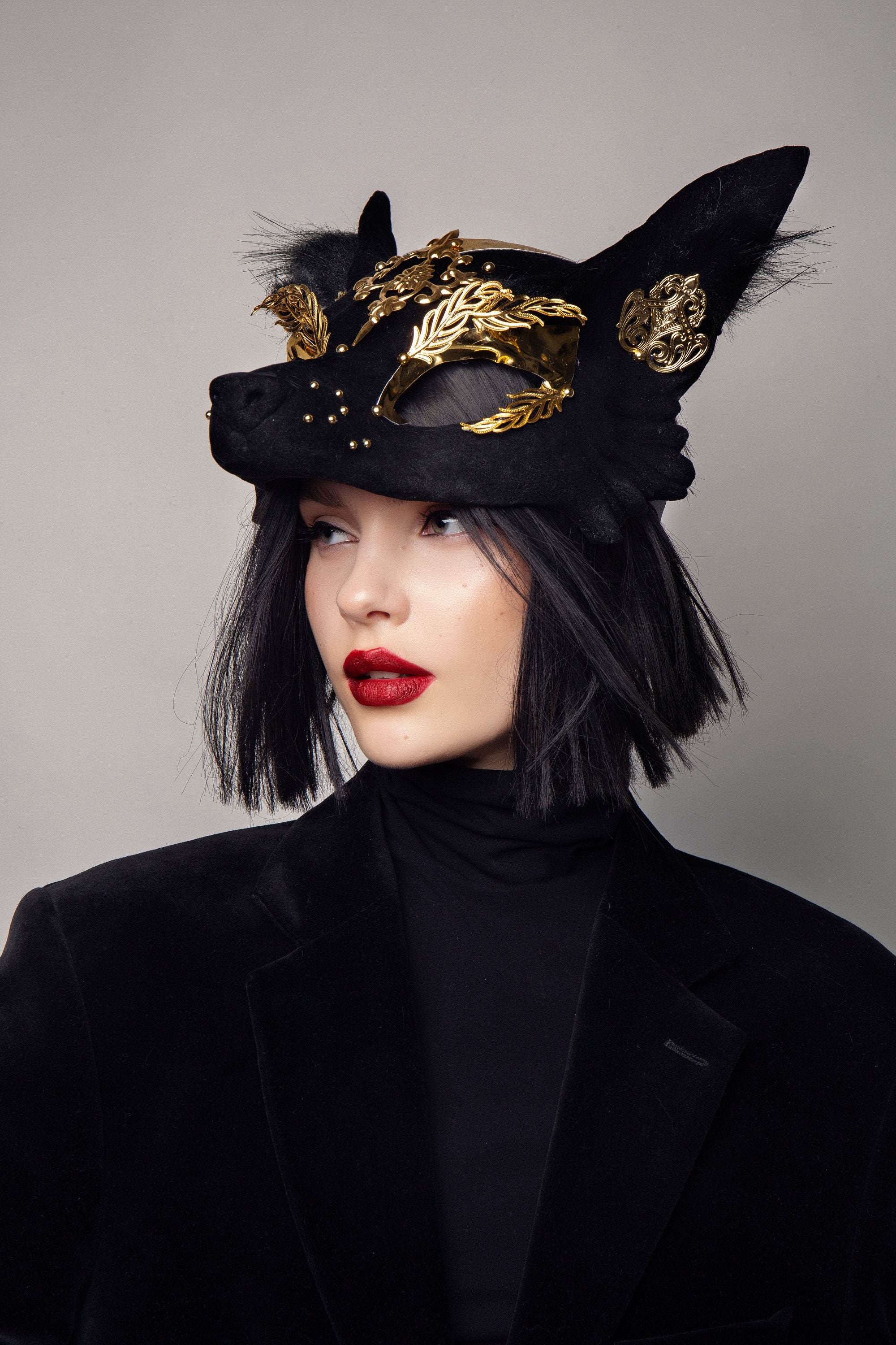 Wolf Mask, Werewolf Mask, Golden Wolf Mask, Face Mask, Half Face Mask