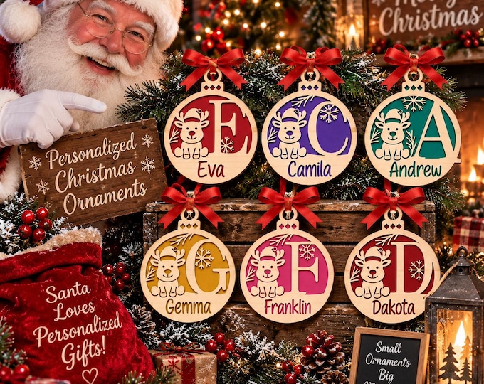 Personalized Wooden Reindeer Christmas Ornament