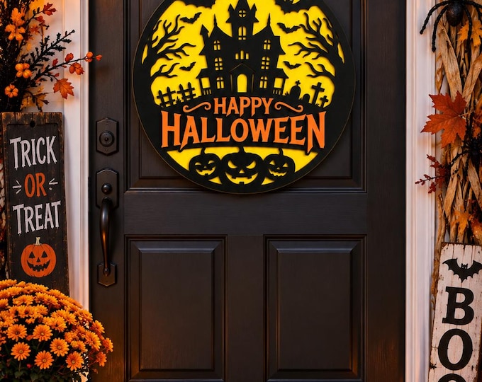 Happy Halloween Door Decor 12x12