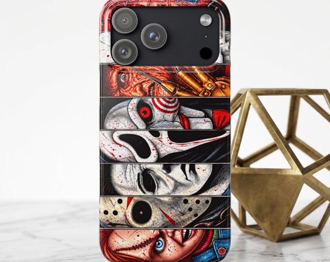 Horror Slasher Mask Collage Slim Phone Case | Killer Movie Villains