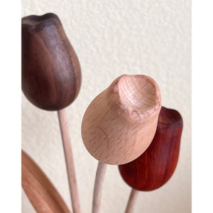 Artisan Beech Wood Vase with Aromatic Wooden Flowers Handcrafted Essential Oil Diffuser Handicraft Minimalist Decorative Table Centerpiece image 4