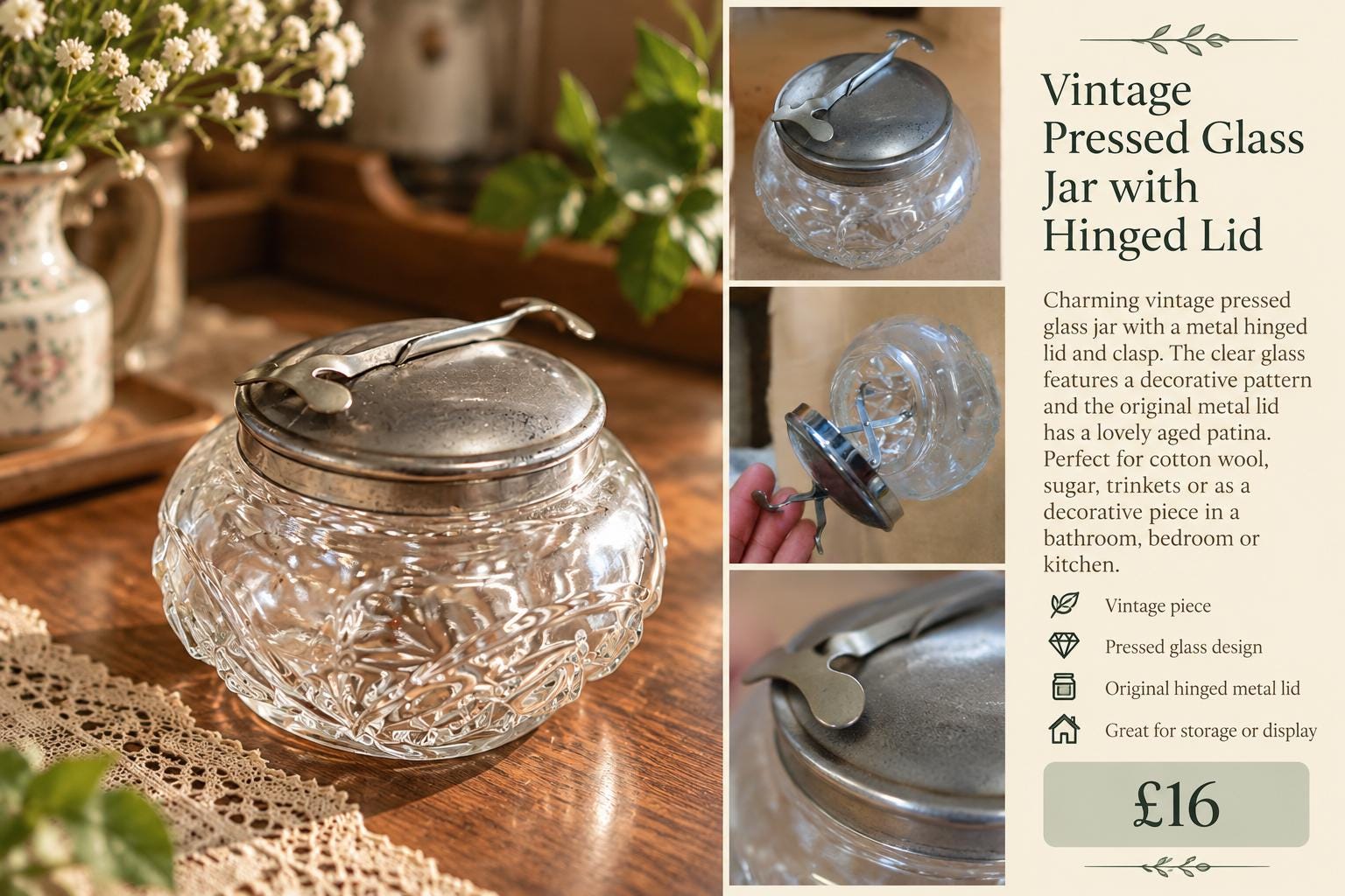 Jar With Hinge Lid - Etsy