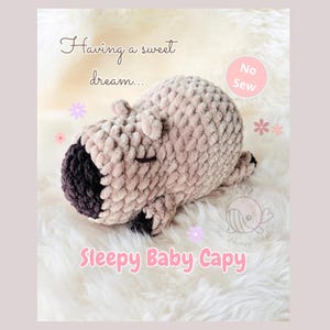 Slaperige babycapibara, niet-naaien, haakpatroon capibara, digitale download, gehaakte babycapibara, babycapibara, gehaakt amigurumipatroon