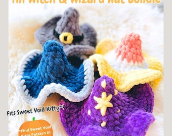 No-Sew Pointy Hat Crochet Pattern: Halloween Witch and Wizard Hats Amigurumi Accessories (Digital Download)