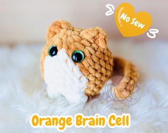 Orange Brain Cell, Tabby Cat, Orange Tabby, No-Sew, Crochet Digital Pattern, PDF Download, Amigurumi Pattern, Crochet Orange Cat, Plushie