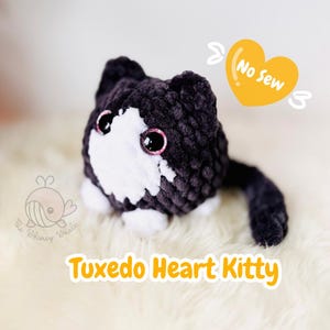 Tuxedo Kitty, No-Sew, Crochet Digital Pattern, Crochet Amigurumi Pattern, Tuxedo, Heart, Tuxedo Cat, Crochet Cat, Crochet Kitten, Chubby Cat