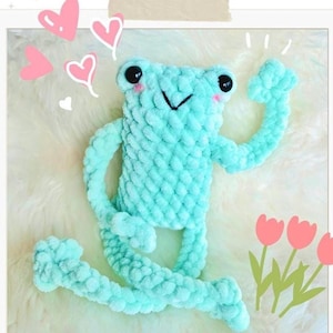 Flaily Froggie, No-Sew, Frog Amigurumi Crochet Pattern, Digital Download, Cute Leggy Frog Plush, Long Frog, Leggy Frog, Easy Frog Pattern
