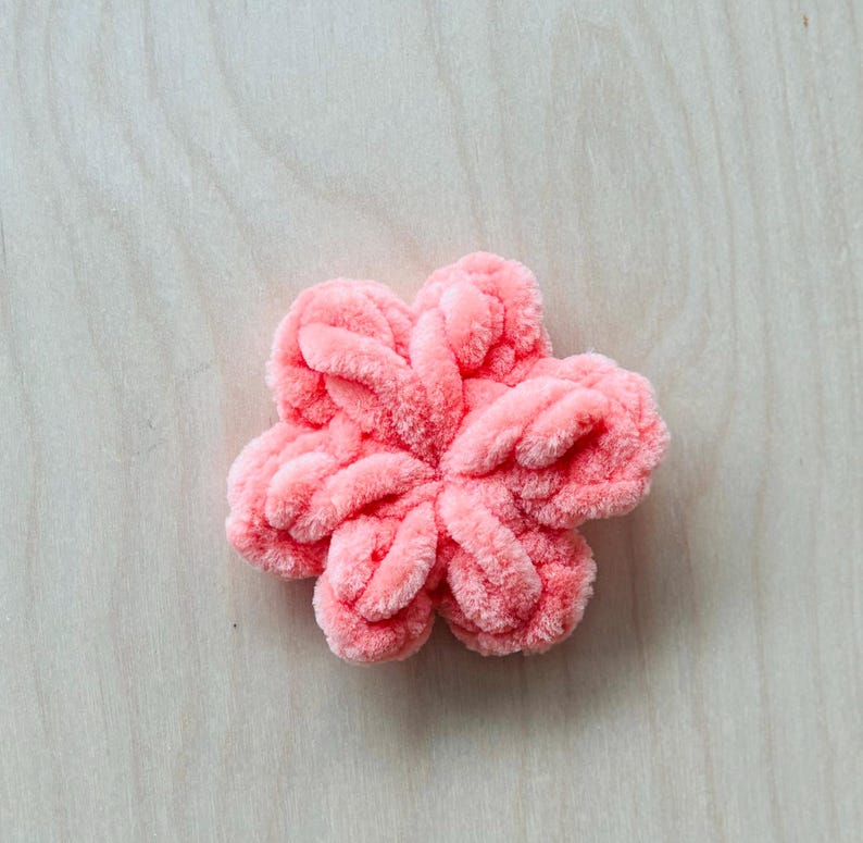 Beautiful & colorful crochet flower in a pile. Puff flowers, regular yarn, rainbow flowers, flower crochet patterns, 2n1 bundle, extra value, dainty, plum, sakura, daisy, spring florals, yarn scrap flowers, yarn scrap projects, easy crochet pattern