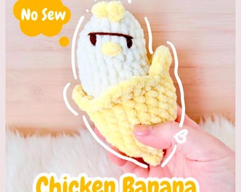 Chicken Banana, Easy No-Sew Crochet Pattern, PDF Digital Download: Amigurumi Pattern, Crochet Chicken, Crochet Banana, Meme, Plushie Pattern