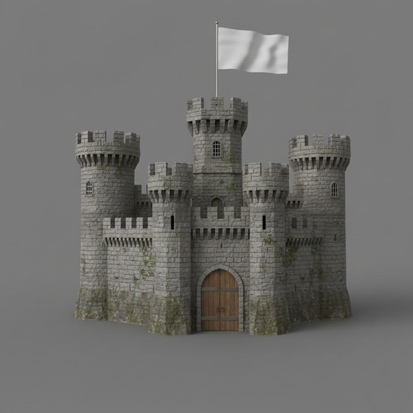 Medieval Fortress  3D Model | High Detail Stone Castle STL File for 3D Printing