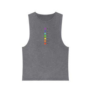 Camiseta unisex de tirantes con lavado a la piedra y carta de colores, camiseta informal de verano, regalo para él o para ella, ropa de calle de moda, atuendo para festivales, camiseta para hacer ejercicio.