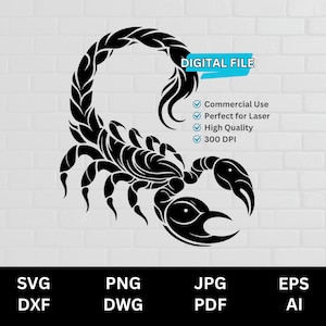 Scorpion SVG Vector laser engrave dxf dwg cnc webp, Scorpion PNG, Scorpion Clip Art, Scorpion Vector, Scorpion Silhouette Personalized Gifts