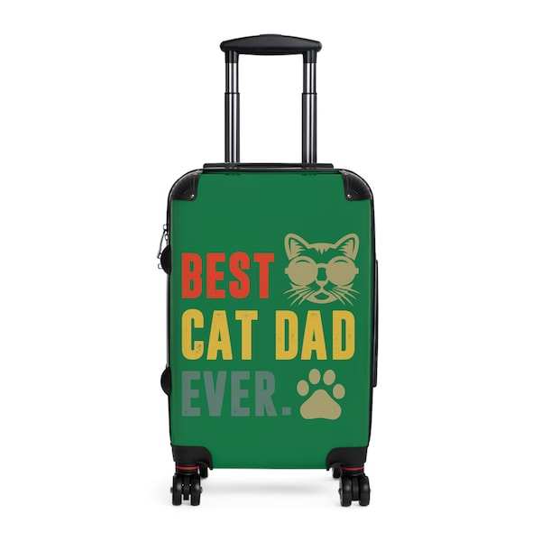 Best Cat Dad Ever Suitcase, Pet Parents, Fathers Day Gift, Birthday Present, Cheerful Luggage, Stylish Travel, Trendy Colours