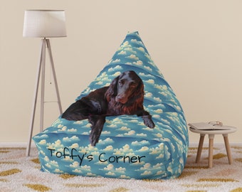 Personalised Pet Bean Bag Chair Cover, Photo of Your Pet On The Pouf, Memory Item for the RIP Pet Friends, Customised Text, Pet Parents Gift