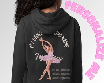 Personalized Zip Up Hoodie Dance Competition Season Sweatshirt Ballet Dance Studio Name Team Jacket Getting Ready for Performance Cover-Up