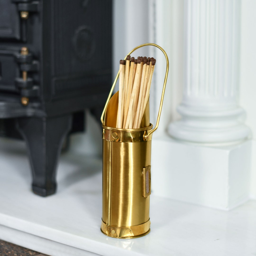 Brushed Brass Matchstick Holder With Striker/stocking Filler, Gift Idea