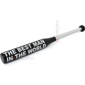 The Best Man in the World Baseball Bat - 65x5.5cm Oak Wooden Bat with Leather Handle - Black Finish, Perfect Gift for Sports Lovers