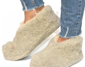 Pantoufles basses en laine mérinos gris clair avec semelle en caoutchouc, chaussures confortables en peau de mouton