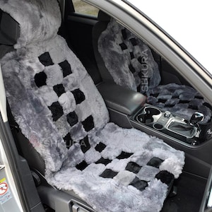 Luxury Grey Sheepskin Car Seat Cover 135x58cm Ultra Soft Fur Auto Cushion for Year-Round Comfort and Temperature Regulation Winter