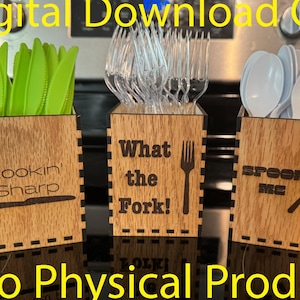 Funny Laser Engraved Wooden Silverware Holders (Digital Download)