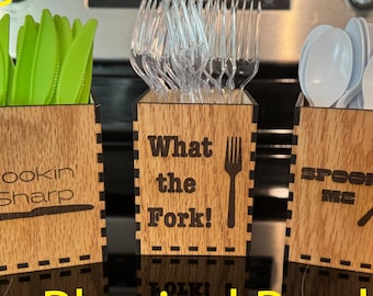 Funny Laser Engraved Wooden Silverware Holders (Digital Download)
