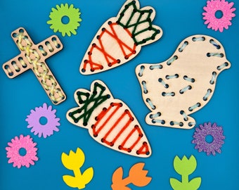 Easter Lacing Craft Kit: Wooden Yarn Weaving Toy