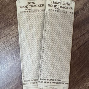 2026 Book Tracker Bookmark • Laser Engraved Reading Goal Tracker • Color-In Bookmark • Personalized Name Gift for Readers • Book Log