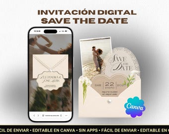 Website-Vorlage für eine Save-the-Date-Veranstaltung mit spanischer Spitze: Klassische digitale Einladung (Canva)