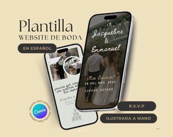 Bearbeitbares Hochzeitswebsite-Template: Spanisches Design (Canva)