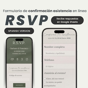 Spanish RSVP Website | Digital RSVP Form + QR Code + Google Sheets, rsvp Tracking