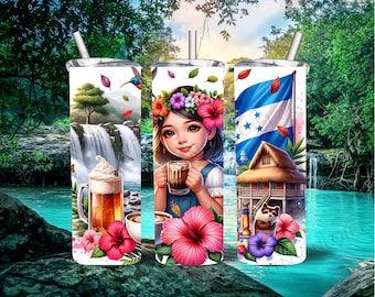 Honduras Girl Tumbler wrap 20oz,Honduras GirlPNG,digital sublimation png ,Tropical sublimation PNG designs, Honduras design png Tumbler Wrap